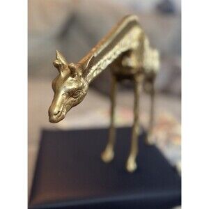 Fritz Brass Korea Gold Tone Giraffe Figurine Safari Decor 11 Inch Modern